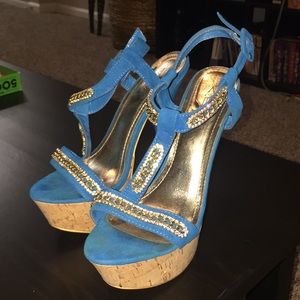 Tourqouse Gold Sparkle Heels.